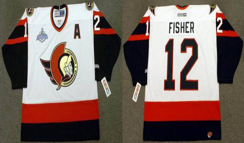 2019 Men Ottawa Senators 12 Fisher white CCM NHL jerseys
